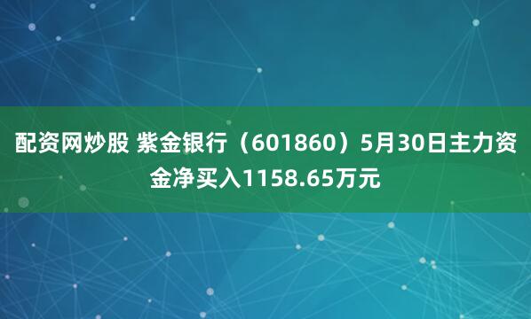 配资网炒股 紫金银行（601860）5月30日主力资金净买入1158.65万元