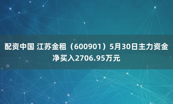 配资中国 江苏金租（600901）5月30日主力资金净买入2706.95万元
